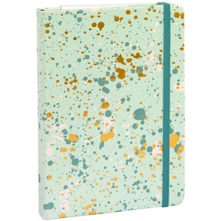 IDENA 12251 - Notizbuch Sparkle Mint, kariert, 14 x 20 cm, 192 Seiten, 100 g/m2, mit Froschtasche, Leseband und Gummiverschluss, 1 Stück