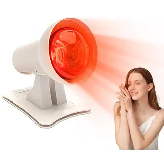 WDKXCN Rotlichtlampe, 150W Infrarotlampe, Rotlichtlampe Wärmelampe mit 4 Wärmestufen und 3 Zeitoptionen, Einstellbarer Winkel Rotlichtlampes Therapie, Infrarot Wärmelampe für Zuhause