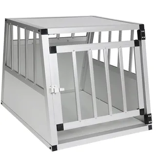 EUGAD Tiertransportbox, Hundetransportbox Alu Hundebox 69x54x50 cm silberfarben