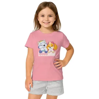Paw Patrol Schlafanzug Good vibes Pyjama Set Kurzarm in grau/rosa - 122, - 128,