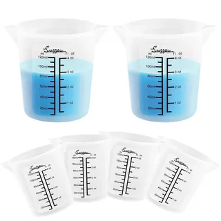 luxuskollektion 6 Stück Silikon Messbecher Epoxidharz, 120ml sklare 2 Skalen Silikon Messbecher für Gips, Gießpulver, Formen, wiederverwendbares und leicht zu rein