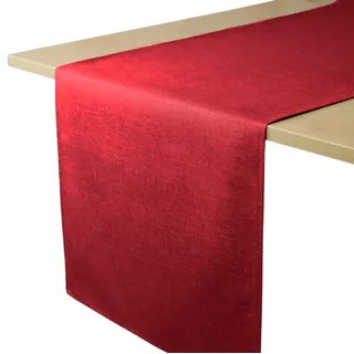 Decomira Tischläufer wasserabweisend Leinen-Optik - Fleckschutz, abwaschbar - Als Garten-Tischdecke Outdoor für Esstisch - Rot - 40x220 cm