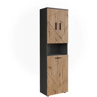 Vicco Hochschrank Irma Anthrazit/artisan, 50 cm mit Wäschkorb (30 x 172 x