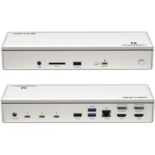 WAVLINK Thunderbolt 4 Dockingstation, 98W PD, Single 8K/Quad 4K Display Dockingstation mit 2 DP/2 HDMI, 4 Thunderbolt 4 Ports, 4xUSB A, 2.5 GbE, SD, Audio/Mic, Kompatibel mit MacBook Pro/Air and More