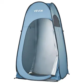 Vevor Pop Up Toilettenzelt 119x119x210 cm, Zelt mit Sofortaufbau, Umkleidezelt inkl. Heringen & Seilen & Tragetasche, aus 190T Polyester ideal für Camping Strand Angeln Blau
