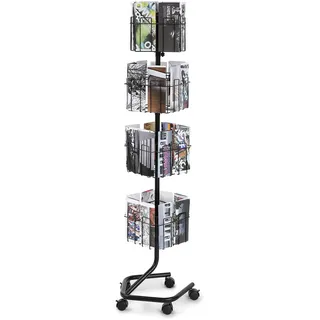 Vevor Prospektständer Bodenprospektständer 32 Fächer, Netz-Literaturstände Zeitungskatalogständer, Broschürenständer mit 5 Rollen (2 feststellbar) für Geschäfte Ausstellungen Büros 41 x 38 x 155 cm