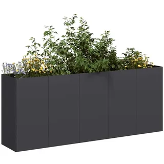 vidaXL Pflanzkübel 200 x 40 x 80 cm kaltgewalzter Stahl Schwarz