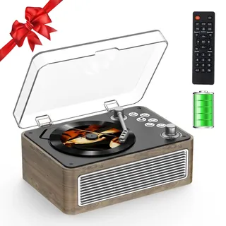 CD Player Tragbar Bluetooth: Kegaudio Radio mit CD-Player Tragbarer mit Lautsprecher Fernbedienung Unterstützt USB/AUX-Wiedergabe Kopfhöreranschluss Eichenholz