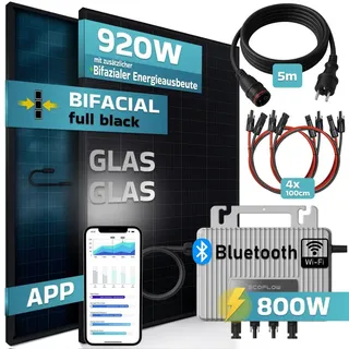 800W inkl. Eco Flow Wechselrichter + 2 x 460W Solarpanels