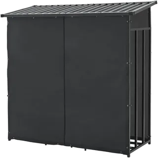 casa.pro Brennholzregal Yakutat Metall 185 x 70 x 180 cm Schwarz