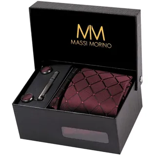 MASSI MORINO Krawatten-Set in Weinrot Quadrat | Gr.: onesize