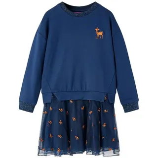 vidaXL Kinderkleid mit Langen Ärmeln Marineblau 92