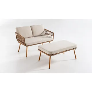 prestige home living outdoor 6tlg. Gartenliege MARENA Liegesofa 2-Sitzer inkl. Hocker