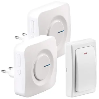 CASAcontrol Batterielose Funk-Türklingel, 2 Steckdosen-Empfänger, 36 Töne, IP44