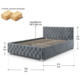 Juskys Nizza 120 x 200 cm dunkelgrau