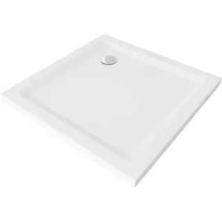 Mexen Flat quadratische Duschwanne slim 100 x 100 cm, weiß, Ablauf chrom - 40101010