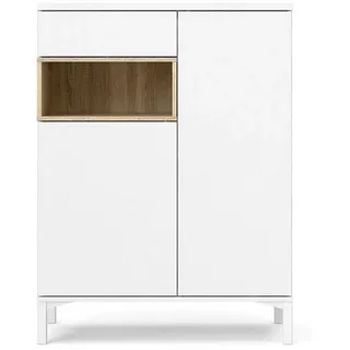 ebuy24 Sideboard Ringe Sideboard 2 Türen, 1 Schublade und 1 Fach, w weiß