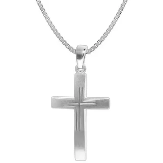 trendor Herren-Halskette mit Kreuz 925 Silber 31x19 mm