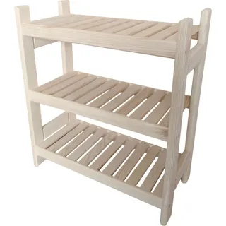 Holzregal Standregal Modulares Regal Stapelbar Kellerregal Haushaltsregal Kiefer Tiefe 25 cm Breite 54 cm Höhe 60 cm 3 Einlegeböden - Beige