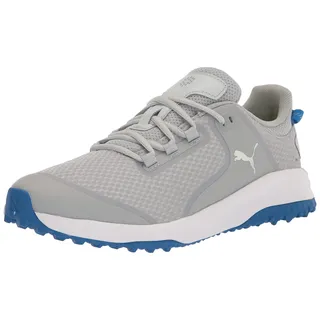 PUMA Herren Fusion Grip extra breit Golfschuhe, Flach, Hellgrau, Silber-PU, 45 EU Weit - 45 EU Weit