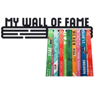 United Medals MY WALL OF FAME Medaillenhalter Running Laufen Sport für 48 Medaillen Aufbewahrung - Läufer, Sportler Geschenk Marathon Zubehör - Medal Holder Hanger Display Rack - Schwarz