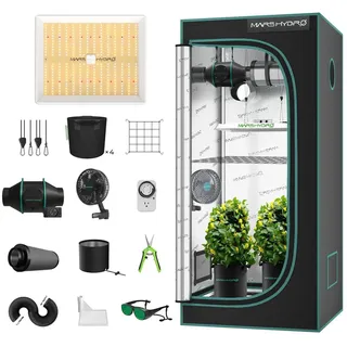 Mars Hydro Wachstumszelt Komplettset 150W LED 80 x 80 x 120 cm Transparent