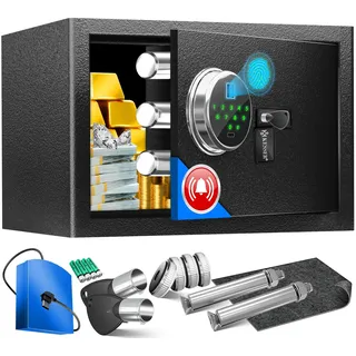 Kesser Elektronischer Tresor mit Fingerabdruck & Schlüssel / Zahlenschloss / keine Sicherheitsstufe