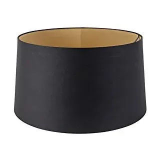 QAZQA Baumwolllampenschirm schwarz 40/45/25 mit Goldener Innenseite