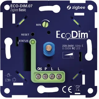 EcoDim - LED-Dimmer - Smart WiFi - ECO-DIM.07 - Phasenabschnittdimmer RC - ZigBee - Unterputz - Einzeltaste - 0-200W