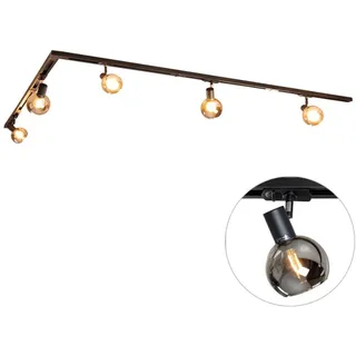 Qazqa Schienensystem-Sets Iconic lava, ohne Leuchtmittel, Extra-Warmweiß, QAZQA Schienen­leuchte, e14, Schwarz, Aluminium, Modern schwarz