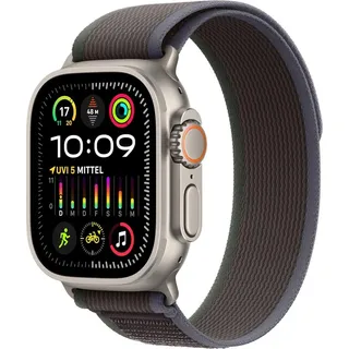 GPS + Cellular 49 mm Titangehäuse natur, Trail Loop blau/schwarz M/L