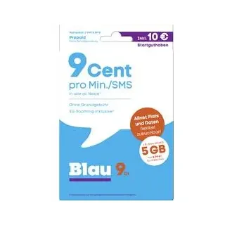 blau.de 9 Cent Startpaket Prepaid-Karte ohne Vertragsbindung