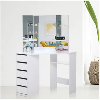 Makika Eckschminktisch / Schminktisch ELLE mit Spiegel und Schubladen