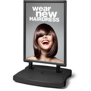 Showdown Displays Showdown® Displays Kundenstopper Windtalker City schwarz DIN B1 2 Fächer 83,5 x 83,5 x 130,8 cm, 1 St.