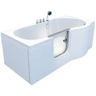 AcquaVapore Badewanne Seniorenwanne mit Tür S12-L-ALL Badewanne 170x85cm, (1-tlg), mit Ablaufgarnitur weiß