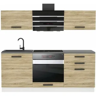 Küchenzeile Küchenblock Sophia - Küchenmöbel 180 cm Einbauküche ohne Elektrogeräten mit Hängeschränke und Unterschränke, ohne Arbeitsplatten,