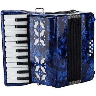 Akkordeon 22 Tasten, Ziehharmonika mit Riemen, Akkordeon für Erwachsene, 8 Bass Accordion, Professionell Keyboard Instrument, für Anfänger und Kinder Leistung