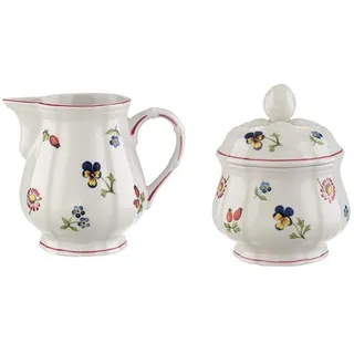 Villeroy & Boch Petite Fleur Milchkännchen, 250 ml, Höhe: 7,5 cm, Premium Porzellan, Bunt + Petite Fleur Zuckerdose, 200 ml, Höhe: 6,5 cm, Premium Porzellan, Bunt