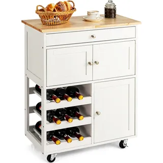 Costway Küchenwagen Servierwagen Küchentrolley Beistellwagen Küchenregal Küchenschrank Holz