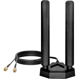 Nelawya Tri Band WiFi 6E Antenne 8dBi 2.4GHz 5.8GHz 6GHz WLAN Antenne mit Magnetfuß RP-SMA Stecker Innenantenne Kompatibel mit WLAN Wireless Router Bluetooth WiFi Security Kamera