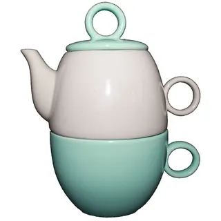 Tea for one Tee Set Teekanne Tasse Geschenkset beige mint 007