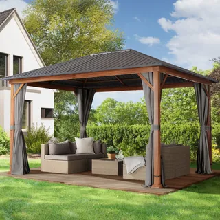 TOOLPORT Gartenpavillon 3 x 4 m inkl. 4 Seitenteile Grau