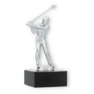 Pokal Metallfigur Golf Herren silbermetallic auf schwarzem Marmorsockel 15,6cm - Helm Trophy