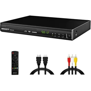 Blu-Ray Player für TV, WISCENT DVD Player mit Koaxial/HDMI/AV/Ausgang, USB-Eingang, Alle DVDs und Region B/2 Blue Ray Discs, Kompakter Full HD 1080p Bluray Player