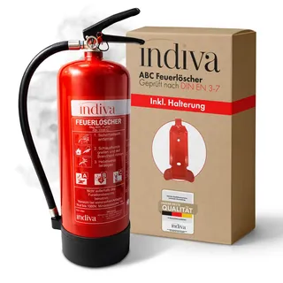 Pulverfeuerlöscher Brandklassen ABC - Feuerlöscher 6kg - Dauerdrucklöscher 43A 233 B C - Löscher für Auto, Büro, Werkstatt, Lager & Industrie - Pulverlöscher 12  Löscheinheiten