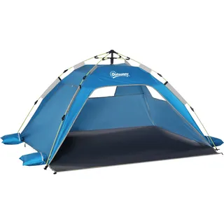 Outsunny Strandmuschel Pop Up Strandzelt für 1-2 Personen mit Sonnenschutz Strand Schatten mit Reißverschlusstür, Tragetasche für Familie, Picknick, Strand, Himmelblau   Aosom