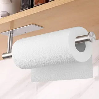 Küchenrollenhalter Silber, Edelstahl Wand Paper Towel Holder Klebend Ohne Bohren, Kompatibilität Zewa Rollenhalter (Silber, Rechteckig 33,7cm)