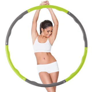 Ultrasport Hula Hoop Reifen, Zur Kräftigung Von Rücken- Und Bauchmuskeln, 6 Zusammensteckbare Teile, Weicher Schaumstoff, Weniger Noppen, Für Anfänger Und Fortgeschrittene, Farbe : Grün Grau M