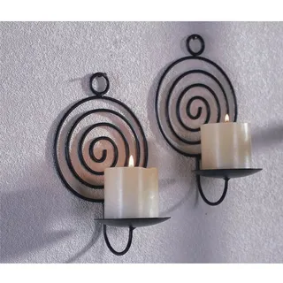 Gravidus 2er Wandkerzenhalter Spirale Metall Schwarz