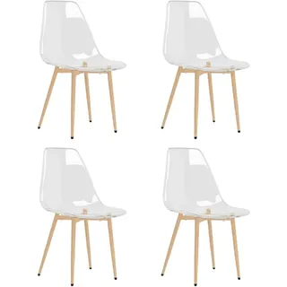 vidaXL 4X Esszimmerstuhl Küchenstuhl Essstuhl Lehnstuhl Wohnzimmerstuhl Stuhl Set Stühle Esszimmerstühle Küchenstühle Essstühle Transparent PET